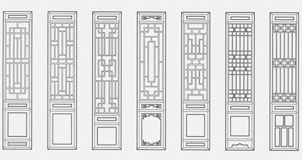 元谋常用中式仿古花窗图案隔断设计图